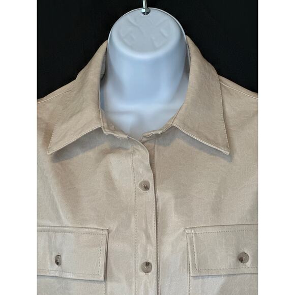 FORMING Faux Leather Button Shirt S Shacket Classic Luxury Retro Streetwear - Picture 4 of 16